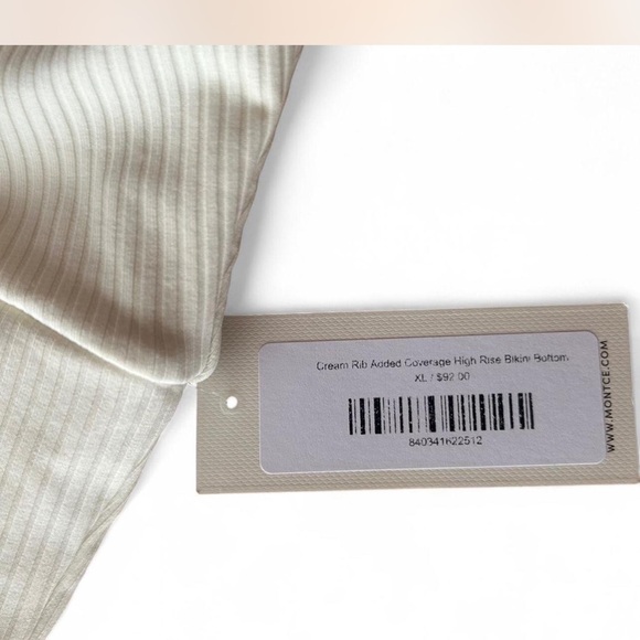 |Montcel Cream Rib Added Coverage High Rise Bikini Bottoms Woman's XL NWT - Picture 4 of 8